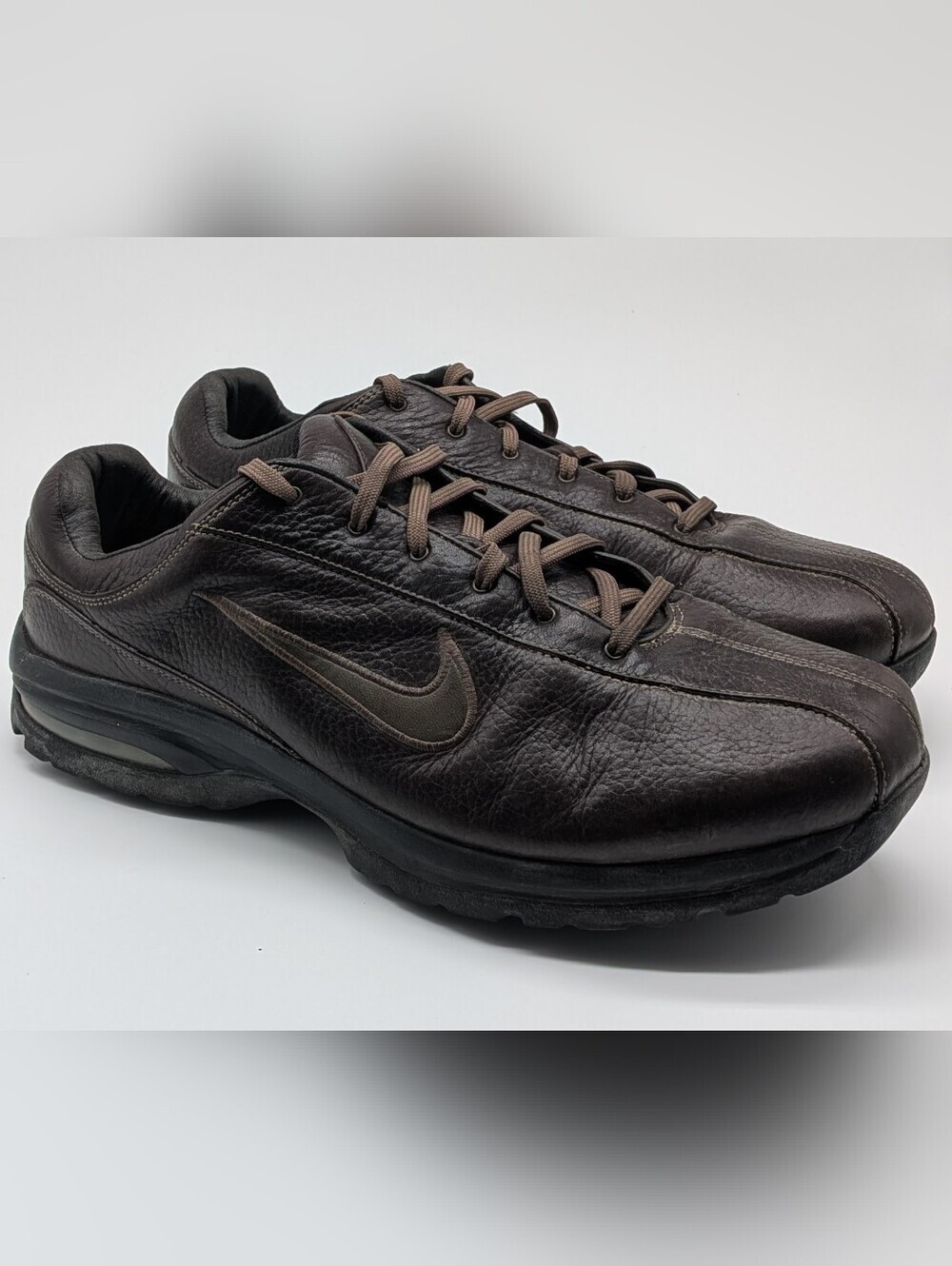 Nike Sport Performance Golf Shoes Men's Size 11W Brown Leather Vintage Spikeless